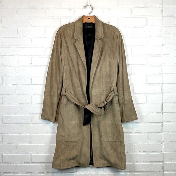 Rag & Bone Genuine Suede Longline Belted Trench Coat 2